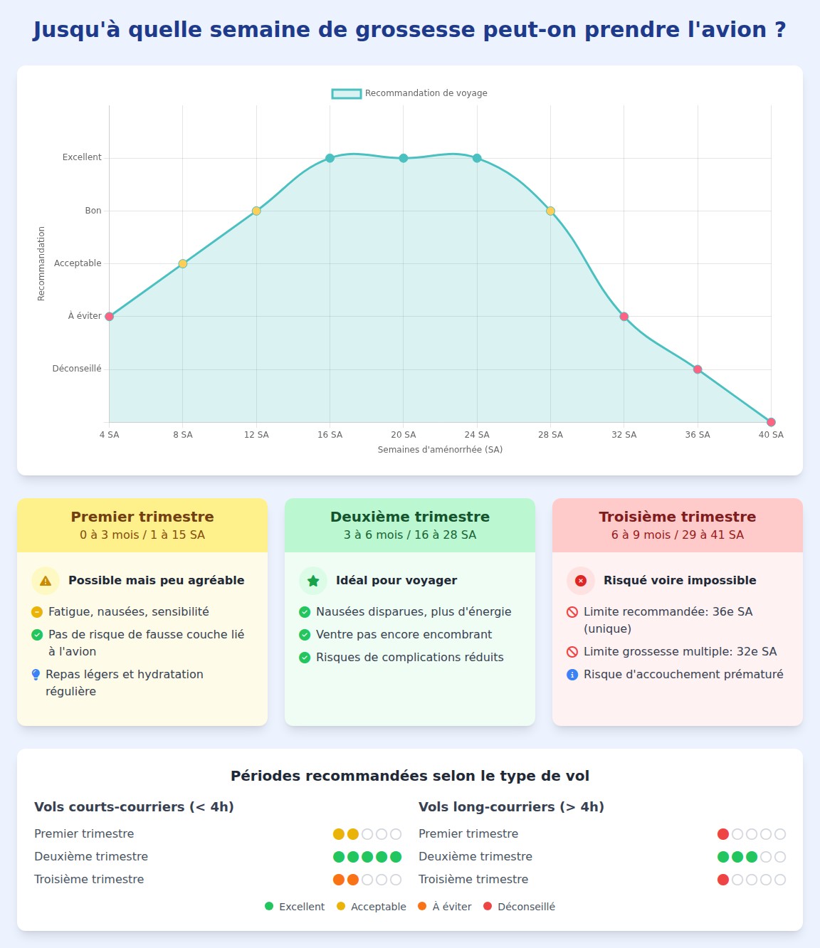 Infographie semaine de grossesse et avion